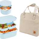 Insulated Bento Box with Thermo, 18/8 Stainless Steel Lunch Box, Bento Box for Adults and Kids with PP5 Containers, Food Containers with Bag for Office or School, Blue