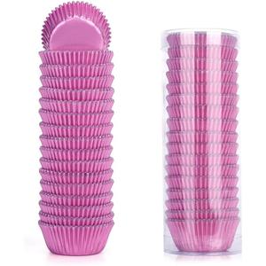 Gifbera Pink Foil Cupcake Liners Mini Size Muffin Baking Cups 300 Count, Pink
