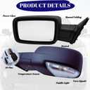 Driver Side Mirror Compatible With 2013-2018 Dodge Ram 1500 2500 3500 With Manual Folding Power Heated Glass Turn Signal Light Puddle Light Temperature Sensor Texture Black (10 Pins)