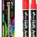 TFIVE Red Liquid Chalk Markers - 2 Pack Jumbo Chalk Pens with 10mm 3 in 1 Nib Wide Tips, Dry & Wet Erase Marker Pens for Glass, Chalkboard, BlackBoard, Windows, Calendar, Pumpkin, Mirror