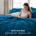 Bedsure California King Comforter Set Teal - Bed in a Bag Cal King Bedding Set 7 Pieces, GentleSoft Pintuck Bed Set Gift for Family, Pinch Pleat Teal Comforter with Sheets, Pillowcases & Shams