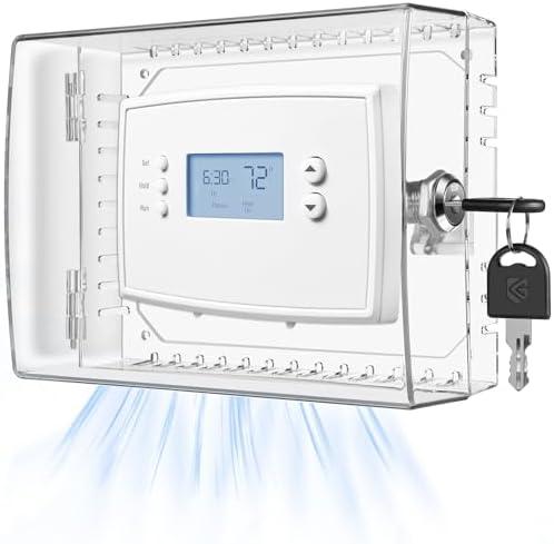 TRJ Thermostat Lock Box with Key, Large Thermostat Cover with Lock for Thermostat on Wall, AC Control Lock Box Cover with Key, Air Conditioner Lockbox Fits Thermostats 5" H x 6" W or Smaller