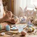 2 Pcs Easter Decorations for Home, Wooden Bunny Standing Tabletop for Rabbit Easter Decor, Cute Bunny Decorations Decor, Farmhouse Ornament Rabbit Sign for Spring Home Decoration