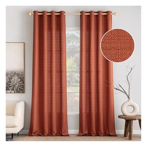 MIULEE Burnt Orange Linen Curtains 84 Inch Length 2 Panels Set for Living Room Bedroom Privacy Fall Farmhouse Burlap Weave Rust Semi Sheer Grommet Light Filtering Window Drapes, W52xL84, Terracotta