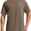 G Gradual Men's Sun Protection Swim Shirt UPF 50+ Rash Guard Short Sleeve Quick Dry Water Hiking Workout Shirts for Men (Brown, M)