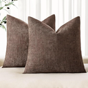 MIULEE 24x24 Inch Euro Chenille Throw Pillow Covers Set of 2 Soft Accent Taupe Grey Neutral Farmhouse Textured Cushion Covers for Bed Sofa Couch Bedroom Living Room