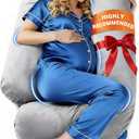 Pregnancy Pillows for Sleeping, U Shaped Full Body Maternity Pillow with Removable Velvet Cover - Support for Back, Legs, Belly, Hips for Pregnant Women, 57 Inch Pregnancy Pillow for Women, Grey