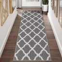 SHACOS Entryway Runner Rugs 2x5 ft Washable Rug Runner Non Slip Rubber Backing Kitchen Rugs Dirt Trapper Floor Mats for Bedroom Hall Entrance Laundry Room, Light Gray