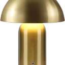 Gold Cordless Table Lamp, LED Rechargeable Battery Operated Desk Lamp, 3-Way Dimming Touch Lamps for Living Room, Small Bedside Nightstand Light for Bedroom