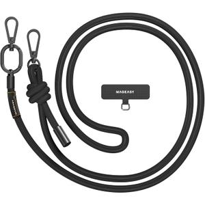 MAGEASY Universal Cell Phone Lanyard  AntiTheft Thick Rope Crossbody Phone Strap for iPhone 17 Pro Max & Most Smartphones, for Men & Women | 8.3mm Black
