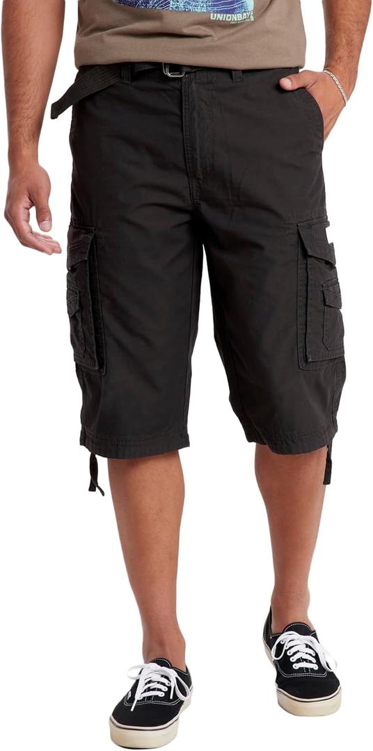 Unionbay Men's Cordova Belted Messenger Cargo Short - Reg and Big and Tall Sizes (46, Black)