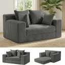 cidludto Boneless Couch Loveseat Sleeper, Convertible Sofa Bed Folding Couch Bed Foldable, 2 in 1 Boneless Chair Bed & Futon Sofa Bed, Small Pull Out Sofa with 4 Pillows for Living Room, Grey | No Assembly, Convertible, 2 in 1, Pull Out Handle, 4 Pillows