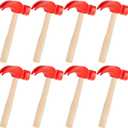 Lewtemi 8 Pcs Wooden Hammer Toys Simulation Hammers Small Toy Maintenance Tools Toys for Education Little Teenagers School Gift Birthday Party, Red, 6.5 Inches