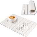 Large Stone Dish Drying Mats for Kitchen Counter - Fast Drying Collapsible Dish Drying Mat, 24"(L)×16"(W), Diatomaceous Earth Water Absorbent Drying Mat for Dishes Bottles Cups (White)