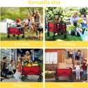 Wine Red Collapsible Wagon with Wheels, Portable Wagons Carts Foldable, Folding Wagon Cart for Groceries, Sports Garden Shopping Utility Wagon