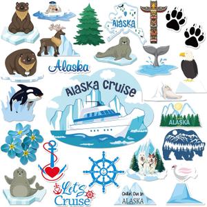 Konohan 25 Pcs Alaska Cruise Door Magnets Glow in the Dark Alaska Cruise Magnets Alaska Cruise Door Decorations Magnetic Decal Magnetic Stickers for Car Ship Home Kitchen Refrigerator Decor