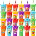 Chuangdi 24 Pcs Welcome Back to School Gift Bulk First Day of School Gift Party Favors 24 oz Plastic Cups with Lid and Straw for Students Kids Teacher Classroom Party Supply