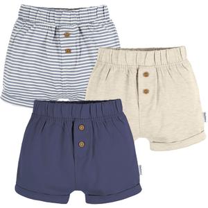 Gerber Baby Boys' 3-Pack Knit Shorts (3-6 Months, Blue)