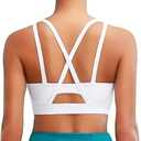 RUNNING GIRL Sports Bras for Women High Support, Criss-Cross Back Strappy Sports Bras for Women with Sewn in Pads(WX3081_White_M)
