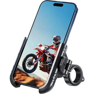 Bike Phone Mount Holder No Block Camera Motorcycle Cell Phone Holder Quick Lock 360 Rotate for iPhone 16 Pro Max for Samsung S25 Ultra 5.4''-7.2'' Smartphone