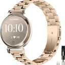 Miimall Metal Band Compatible for Garmin Lily 1/2 Active Bands for Women, Lightweight, Slim Luxury Stainless Steel Replacement Strap Bracelet Elegant Dressy Adjustable Wristband for Lily 1/2/2 Active