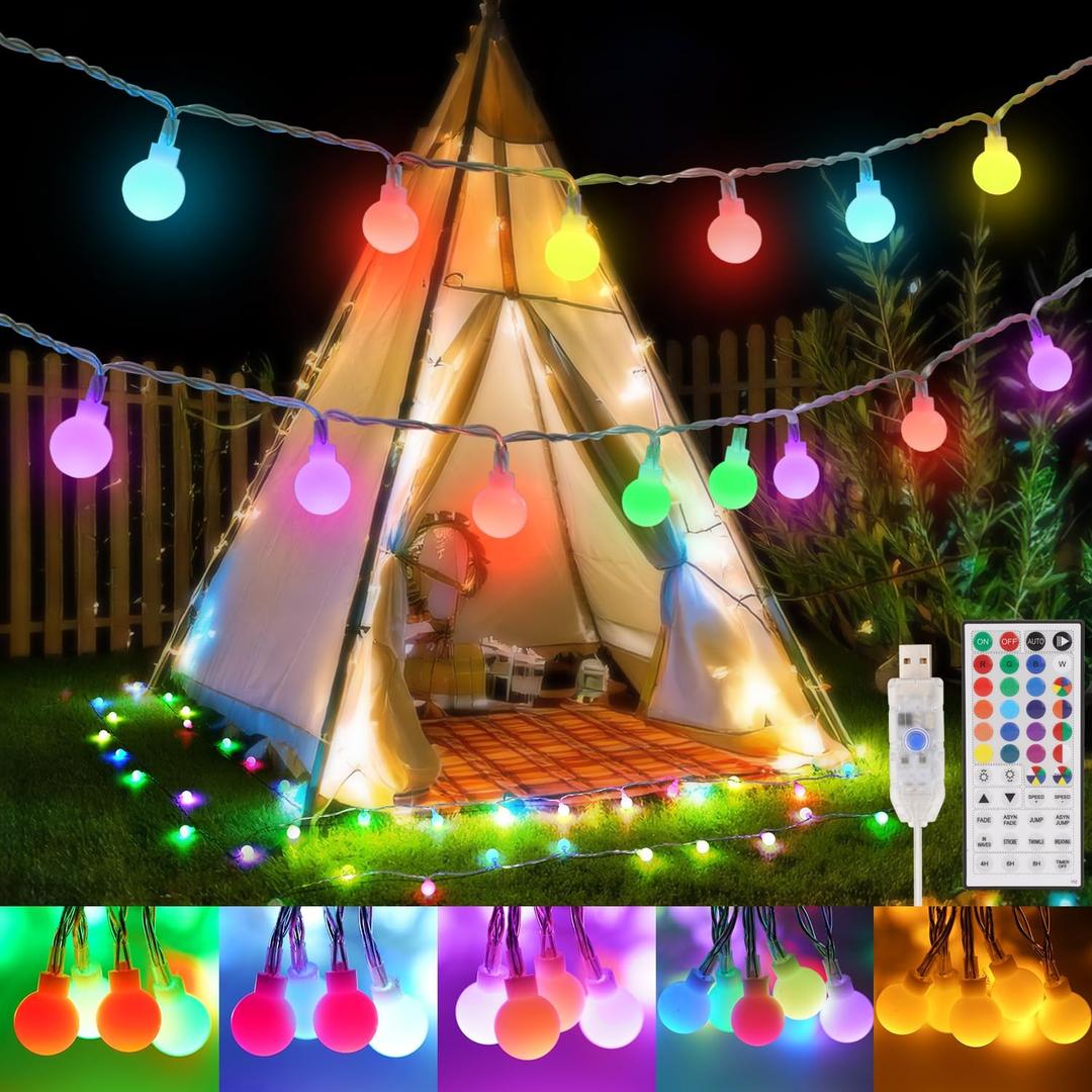 OMIKA 24 Colors Indoor String Lights with Remote, 16.5ft 50LED String Lights Bedroom USB Powered, Color Changing Christmas Lights Hanging for Dorm Classroom Tapestry Party Garden Patio Wall Xmas Dcor