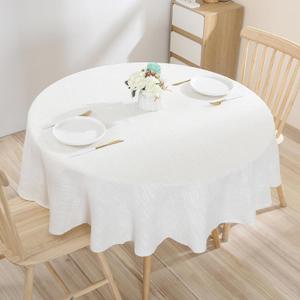 Qubjus Classic Round Tablecloth Table Cloth Round Cotton Linen Farmhouse Heavy Weight Table Cover for Dining Tabletop Decoration Party, Round - 55", Beige