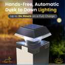 BRIGHTICONIC Solar Post Lights Outdoor, 2 Pack - Dual Color, Warm & Cool White Adjustable - Auto Dusk to Dawn LED Post Lights - Durable, Waterproof IP65 Solar Fence Caps fits 4x4 5x5 6x6 - Black