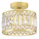 Black Crystal Ceiling Light, Modern Semi Flush Mount Ceiling Lighting Fixture, Hand Woven Flush Mount Ceiling Light for Hallway, Bedroom, Kitchen, entryway, Living Room