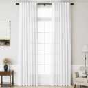Linen White Curtains 132 inches Long for Living Room Back Tab Light Filtering Semi Sheer White Drapes Extra Long High Ceiling Curtains for Large Windows Patio Sliding Door Bedroom 11 Foot