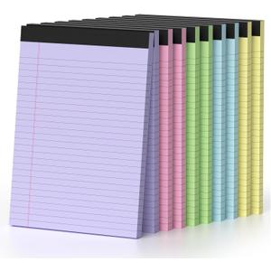 8.5 x 11 Legal Pads, Colored Legal Pads, Wide Ruled, 10 Pack Note Pads 8.5 x 11, Multicolor Perforated Note Pads with Sturdy White Back, Writing Pad,30 Sheets Per Notepad for School, Home, Office