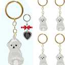 Dog Hair Storage Bottle Keychains Charm Memorial Collector Gift, Pet Fur Keepsake 5pcs with 1pcs Love Metal Photo Frame Locket Keychain (Bichon Frise)