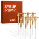 8Pcs Coffee Syrup Pump Dispenser Compatible with Syrup Pump - Creamer Pump for Coffee Syrup Bottle (25.4 oz-750ml) - Syrup Pump Bottle Pump Dispenser Coffee Syrup Pumps ALPENKOK 8Pcs Gold