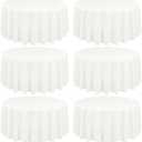 10 Pack Ivory Round Tablecloths - 90 Inch, Polyester Table Cover, Stain and Wrinkle Resistant Washable Fabric Table Cloths for Wedding Banquet Parties
