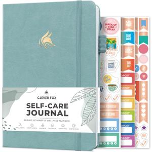 Clever Fox Self-Care Journal  Daily Reflection Notebook  Mental Health & Personal Development Planner, Meditation & Mood Log, A5 (Blue Surf)