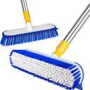 ITTAR 55" Extendable Floor Scrub Brush, 12" Wide Heavy-Duty 2-in-1 Scrub & Squeegee Deck Brush for Tile Grout Shower Floor, Kitchen, Restaurant, Patio & Garage Cleaning