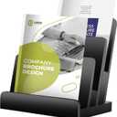 8.5 x 11 Brochure Display Stand 3 Tier Wooden Brochure Holder Black Literature Holder Magazine Display Business Card Holder Postcard Display Flyer Holder for Magazine Pamphlet Booklets Menu (1)