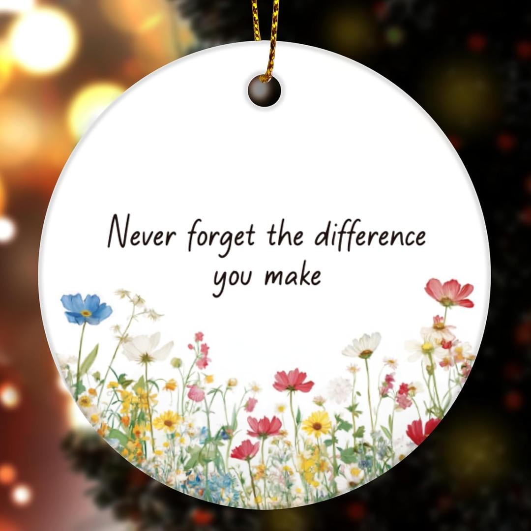 2 x Thank You Ornaments for Women Men, Retirement Going Away Appreciation Gifts for Friend Coworker Boss Manager, Never Forget The Difference You Make Ceramic Ornaments
