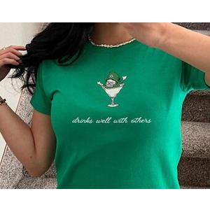 Leprechaun Martini Cocktail St Patrick's Day Womens T-Shirt M