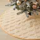 Halloscume Christmas Tree Skirt 31 Inches Fur 3D Jacquard Plush Christmas Tree Skirt Vintage Holiday Decoration Mat for Home Party Holiday Indoor Outdoor Decoration