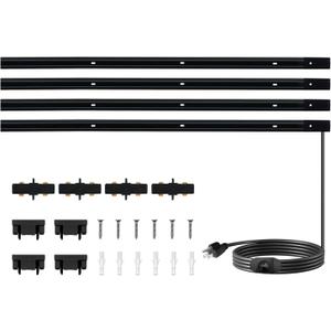 Black H Type Track Lighting Rails Kit with Dimmer Switch for LED Track Lighting 13FT Track Lighting System Single Circuit 3-Wire-1 H Track Rail with 4 I Connectors, Made of Aluminum