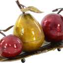 Deco 79 Metal Fruit Decorative Sculpture Decorative Home Decor Statue with Platter, Accent Figurine 7" x 4" x 19", Red, 19" x 10" x 9"