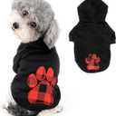 Ranphy Dog Hoodie Fleece Pet Sweater for Small Medium Large Dogs Puppy Sweatshirt with Buffalo Plaid Paw Heart Pattern Cozy Spring Autumn Winter Outfit Cat Apparel (3XL)