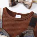 Newborn Baby Girl Plaid Outfits Long Sleeve Ruffle Jumpsuit One Piece Romper Infant Fall Winter Clothes (3-6 Months, Brown)