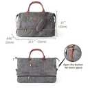 MyMealivos Canvas Weekender Bag, Overnight Travel Carry On Duffel Tote with Shoe Pouch (Grey)