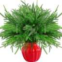 Christmas Norfolk Pine Branches - Set of 6 Artificial 18-Inch DIY Crafts for Xmas Indoor and Outdoor Home Decor
