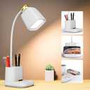 LED Desk Lamp with USB Charging Port Touch Control 3 Color Modes, Stepless Dimming,Eye-Caring LED Table Lamp for Home,Office,Bedroom,Reading,Work,Study,Gooseneck Lamp, 5V, 2.4A (White)