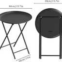 Garden 4 you Folding TV Tray Table, Metal Round Side Table, Black Dinner Table with Metal Frame, Modern Outdoor Tray Table for Living Room, Bedroom, Patio & Small Spaces, 2 Packs