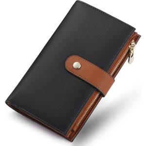 yiijay Wallet Women RFID Blocking Multi Cards Wallet Credit Card Holder for Women Large Capacity Lady Leather Trifold Travel Wallet with Pen Holder