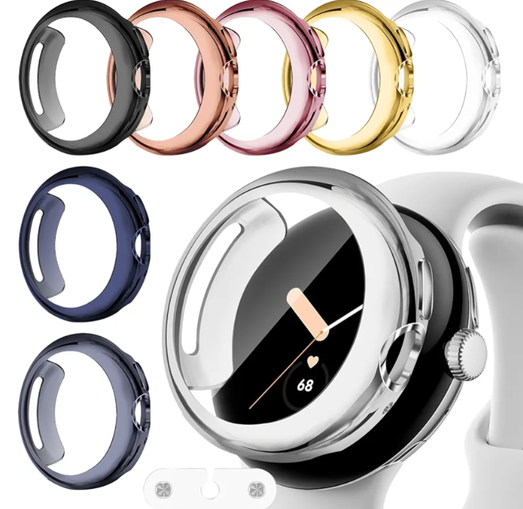 8 Pack Watch Screen Protector for Google Pixel Watch 4 41mm (2025), Charge with Case On — Matching Accessory Required, Soft TPU Case High Sensitivity Full Protective Cover Bumper